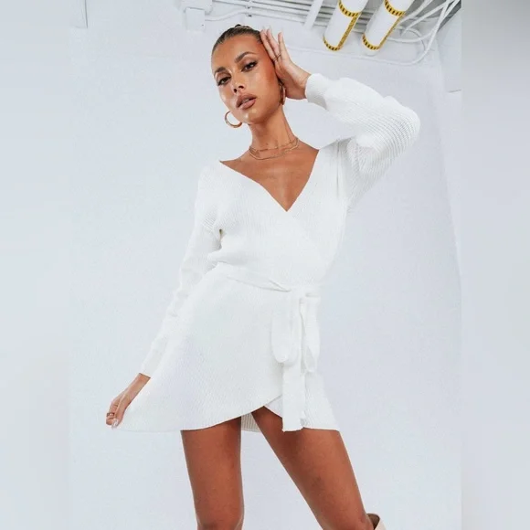 open lace back dress Mikail Mini Dress White